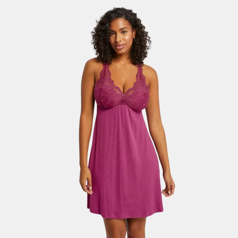 Fleur't Belle Époque Iconic Full Chemise Cranberry Pointelle