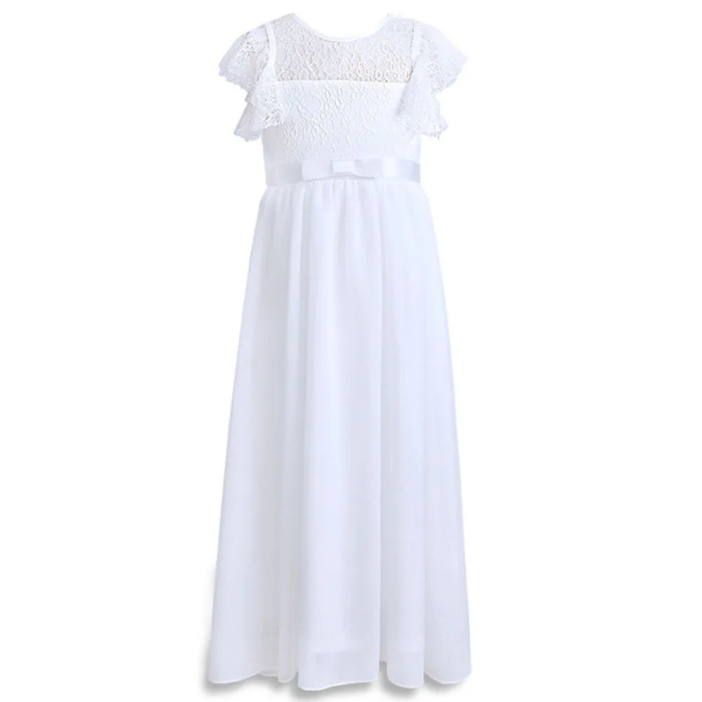 Flower Girl Dresses Flutter Sleeves Junior Bridesmaid Dress