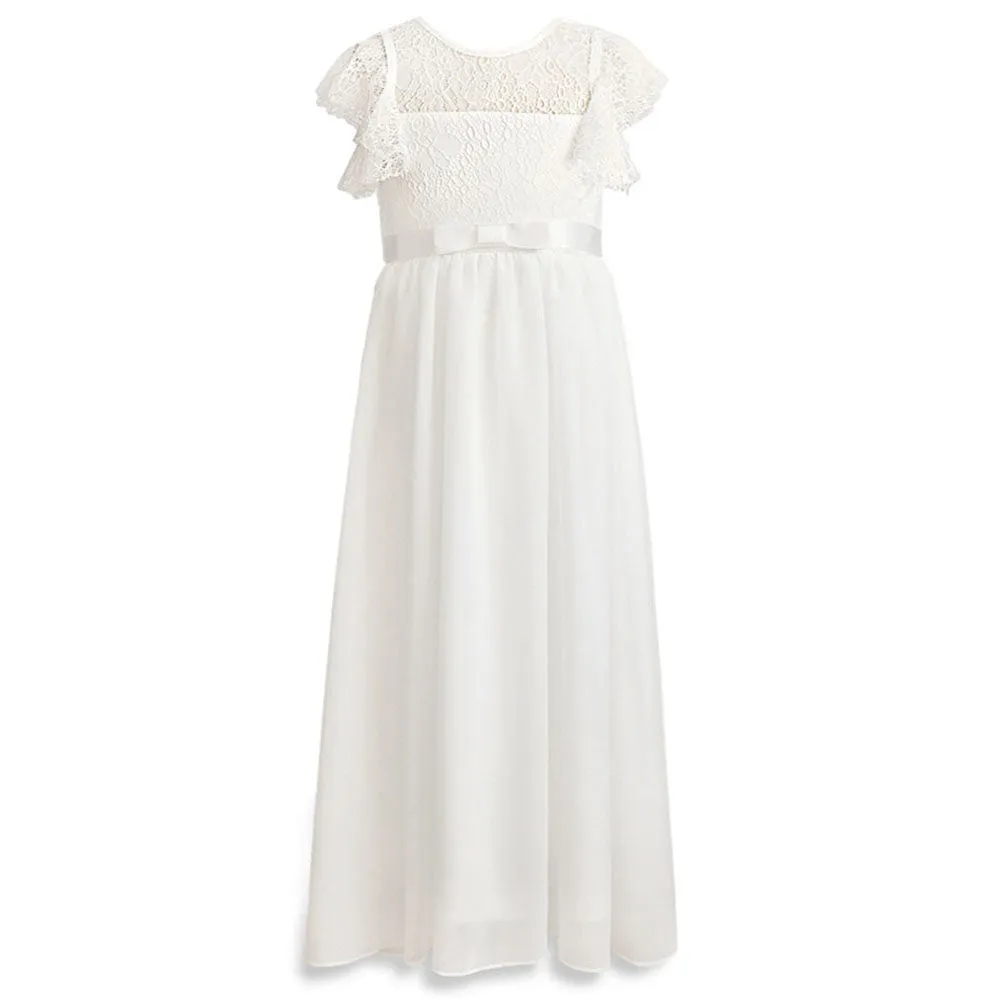 Flower Girl Dresses Flutter Sleeves Junior Bridesmaid Dress