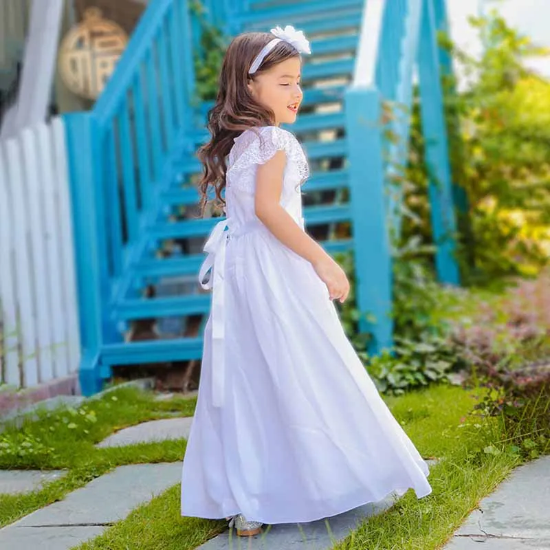 Flower Girl Dresses Flutter Sleeves Junior Bridesmaid Dress