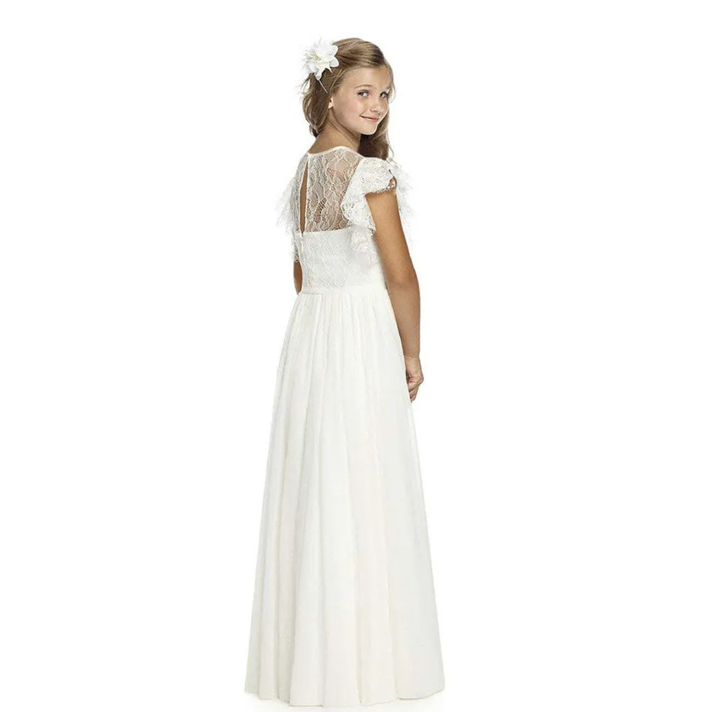 Flower Girl Dresses Flutter Sleeves Junior Bridesmaid Dress