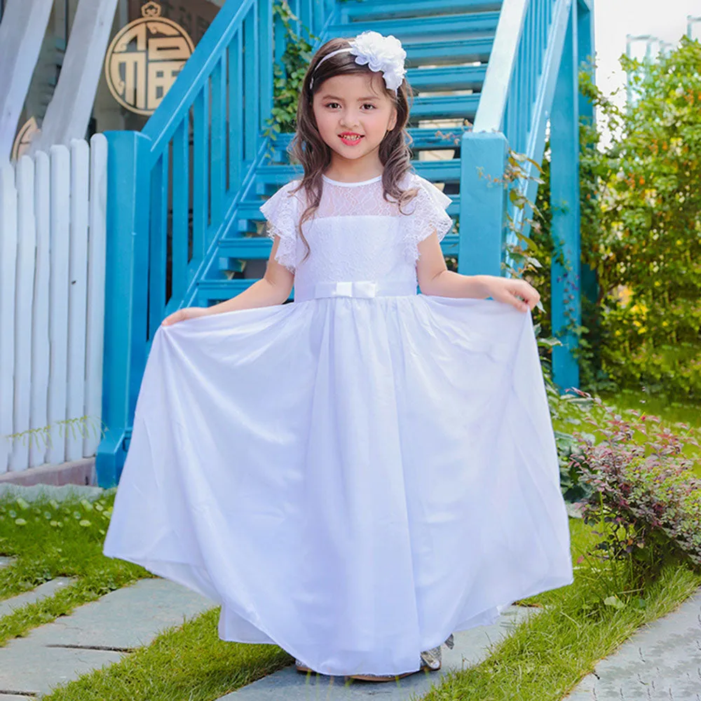 Flower Girl Dresses Flutter Sleeves Junior Bridesmaid Dress