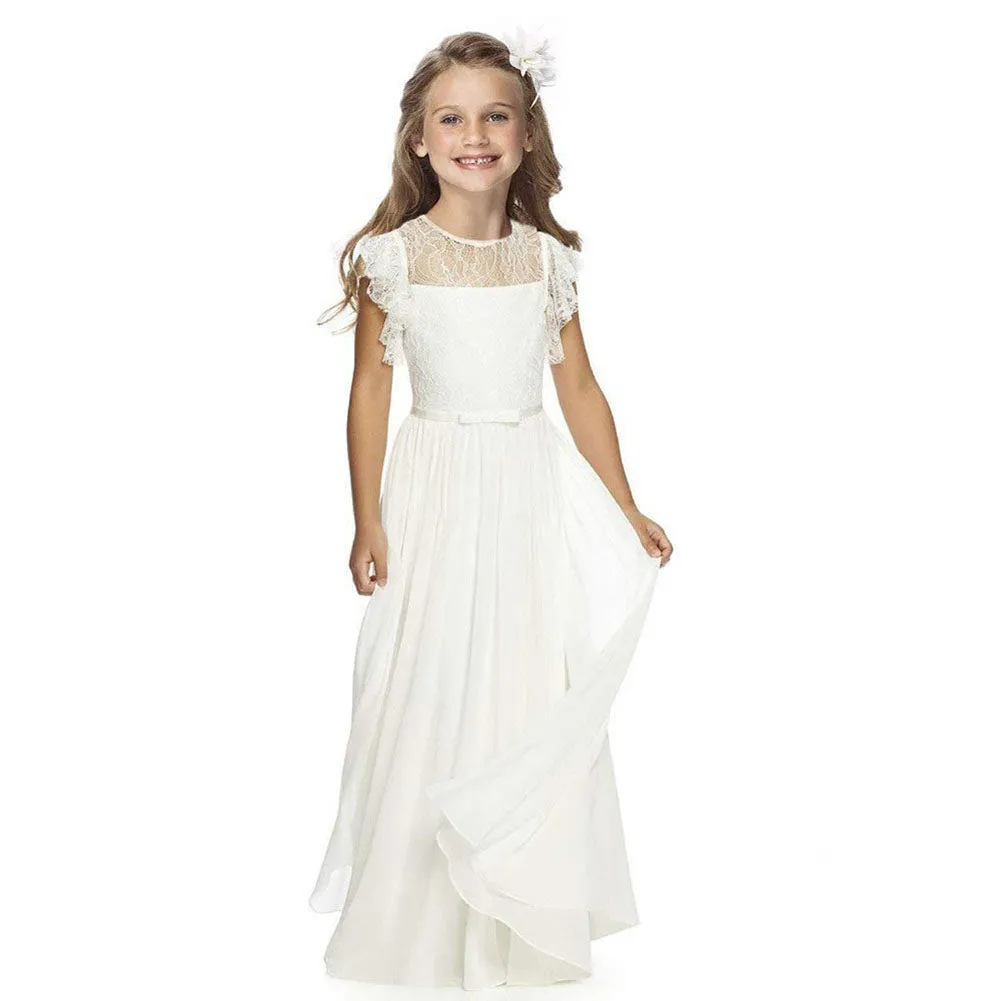 Flower Girl Dresses Flutter Sleeves Junior Bridesmaid Dress