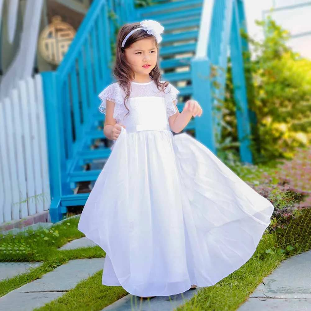 Flower Girl Dresses Flutter Sleeves Junior Bridesmaid Dress