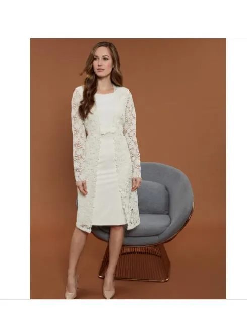 Gina Bacconi S Summer Lace And Crepe Dress Buttercream SSS1001