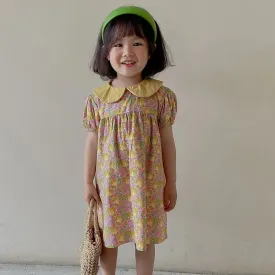 Girls Dress Summer New Girls Doll Collar Dress Girls Baby Printed Puff Sleeve Short Sleeve Dress Children'S Dress X3167268