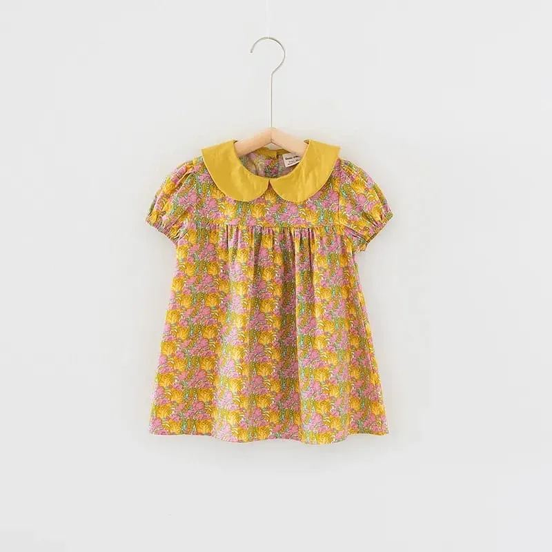 Girls Dress Summer New Girls Doll Collar Dress Girls Baby Printed Puff Sleeve Short Sleeve Dress Children'S Dress X3167268