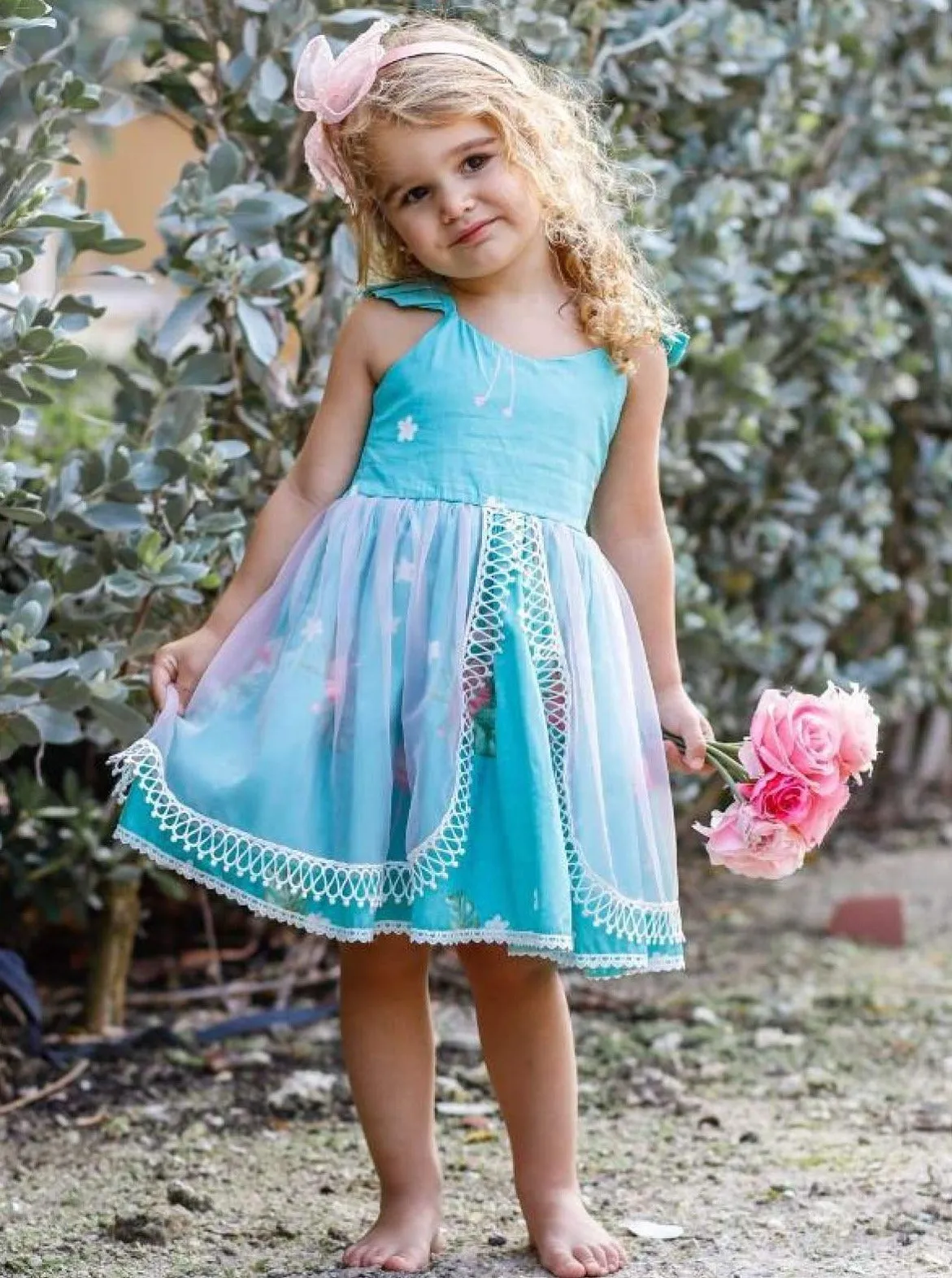 Girls Wrapped In Elegance Flamingo Dress