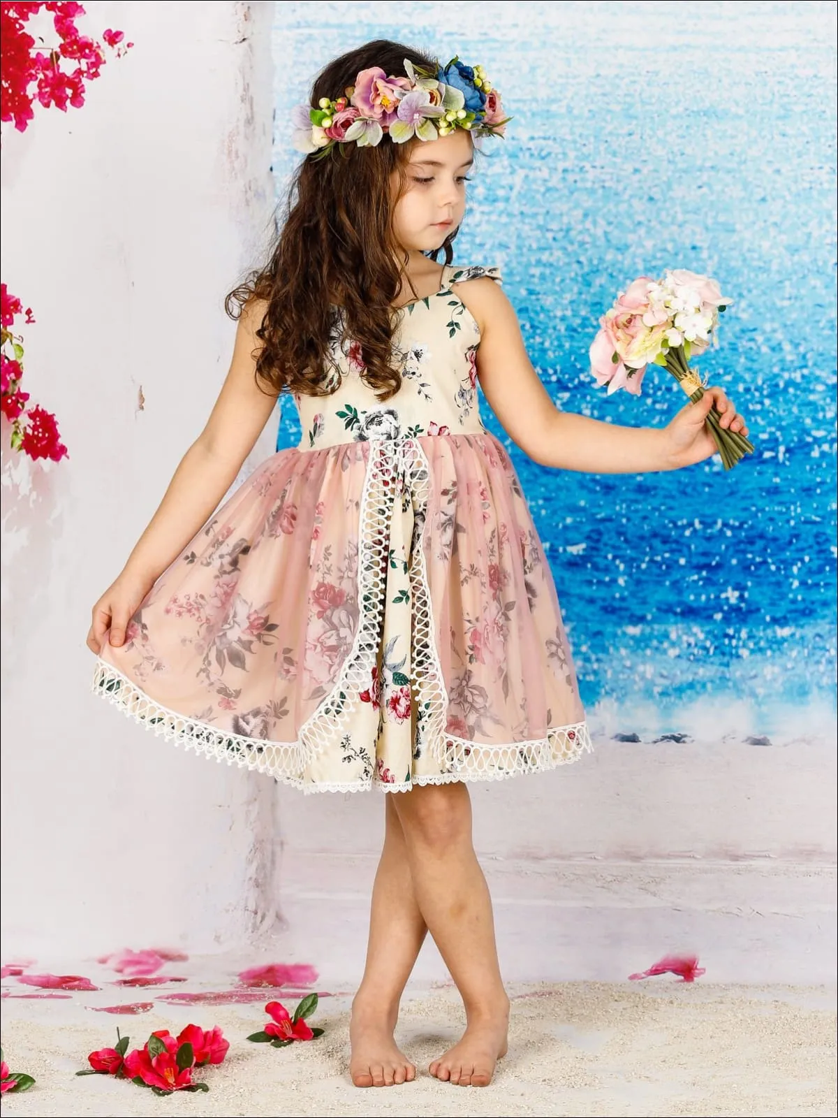 Girls Wrapped In Elegance Flamingo Dress