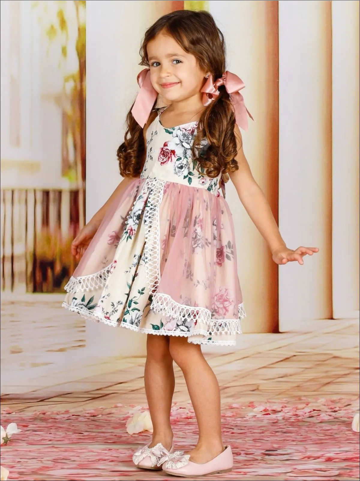 Girls Wrapped In Elegance Flamingo Dress