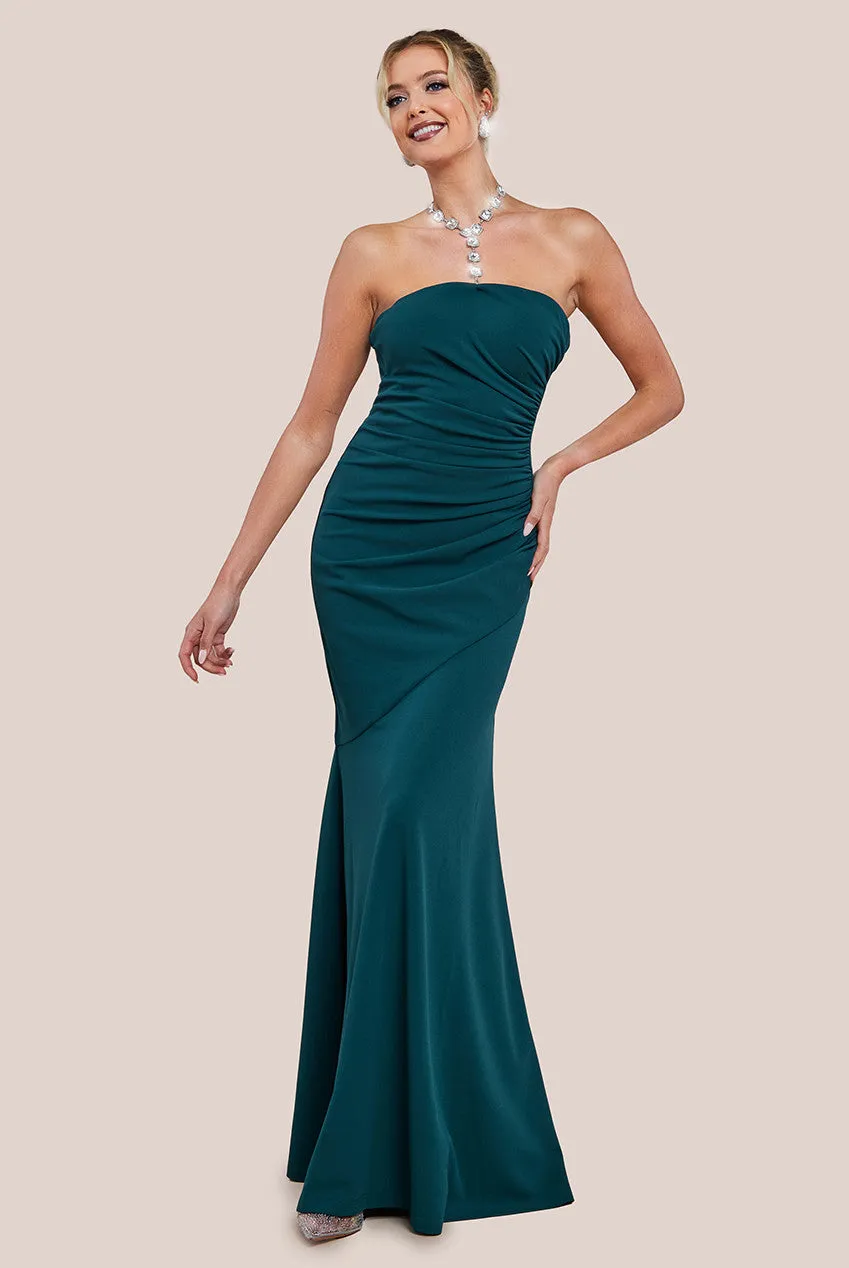 Goddiva Scuba Crepe Bandeau Maxi With Diamante Necklace