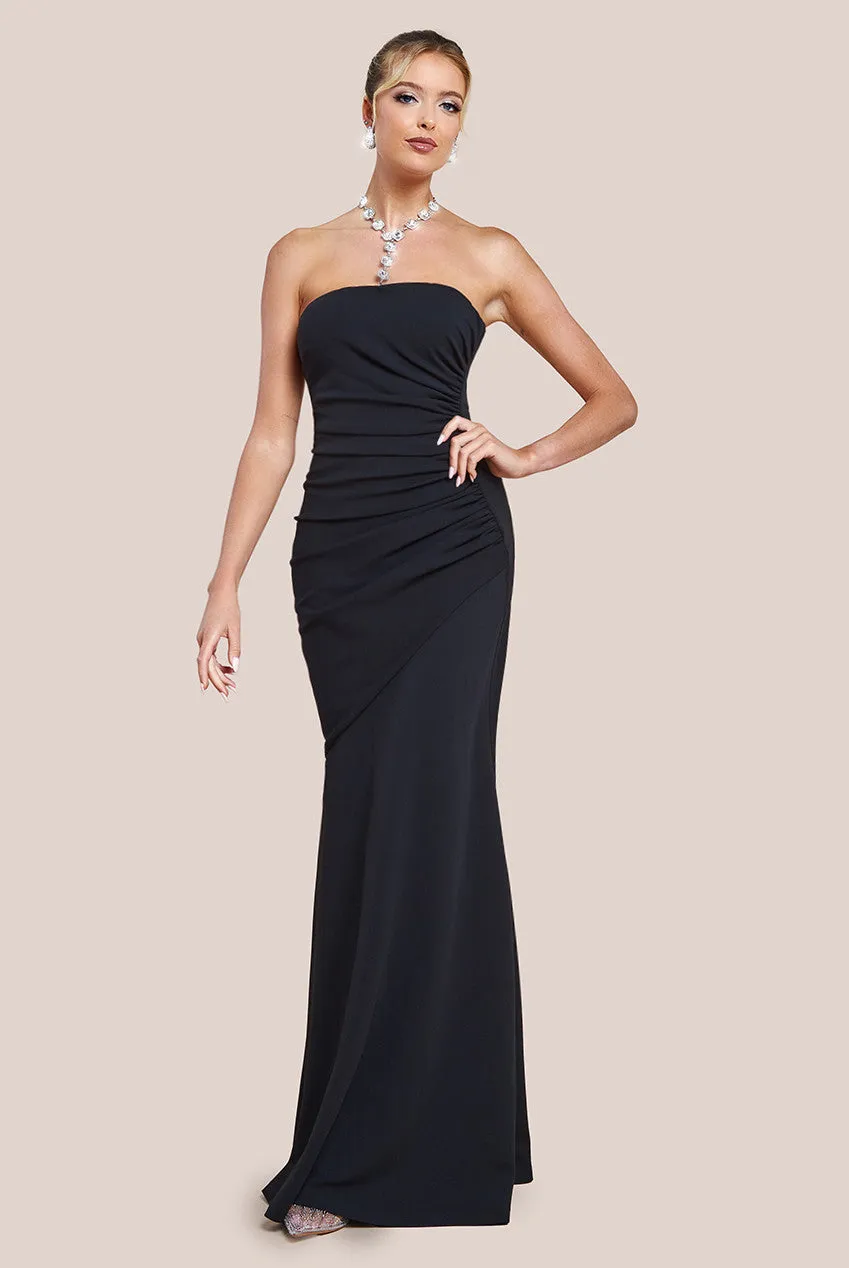 Goddiva Scuba Crepe Bandeau Maxi With Diamante Necklace