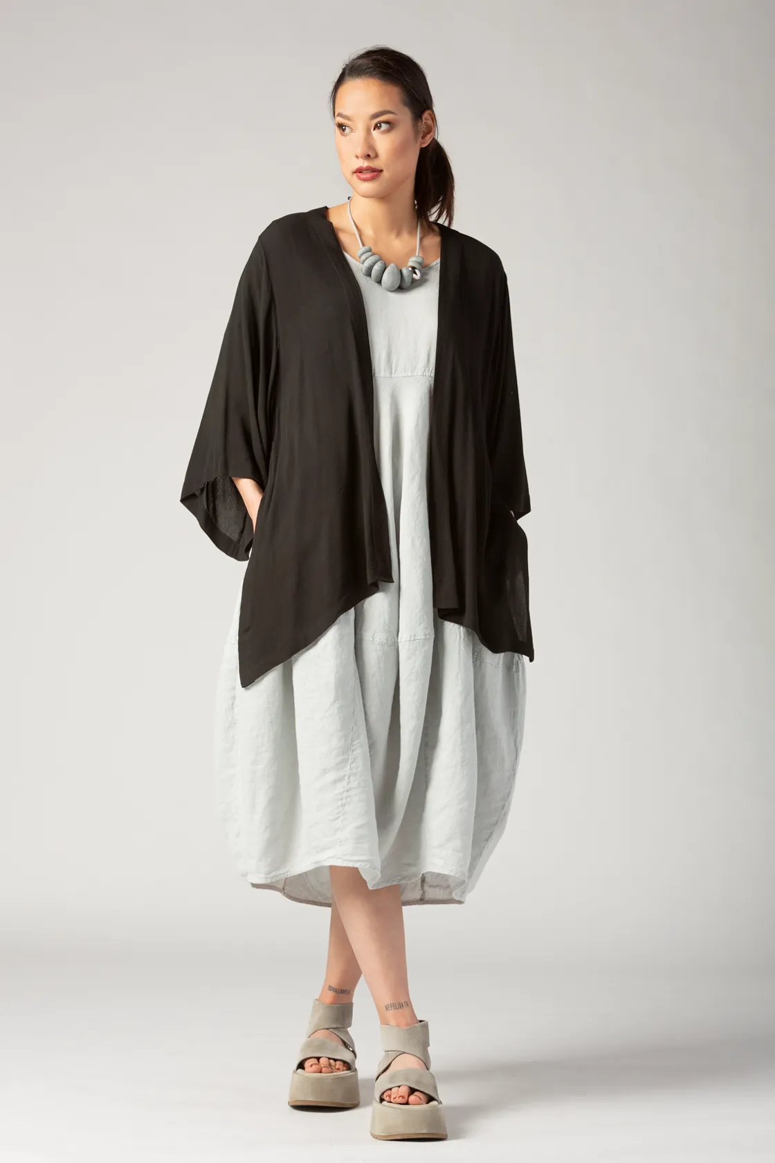 GRIZAS S/S Palloncino Dress in Gris Linen