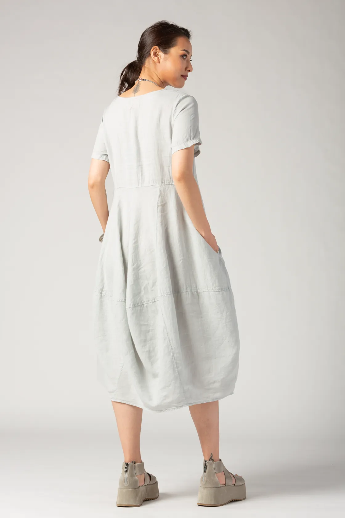 GRIZAS S/S Palloncino Dress in Gris Linen