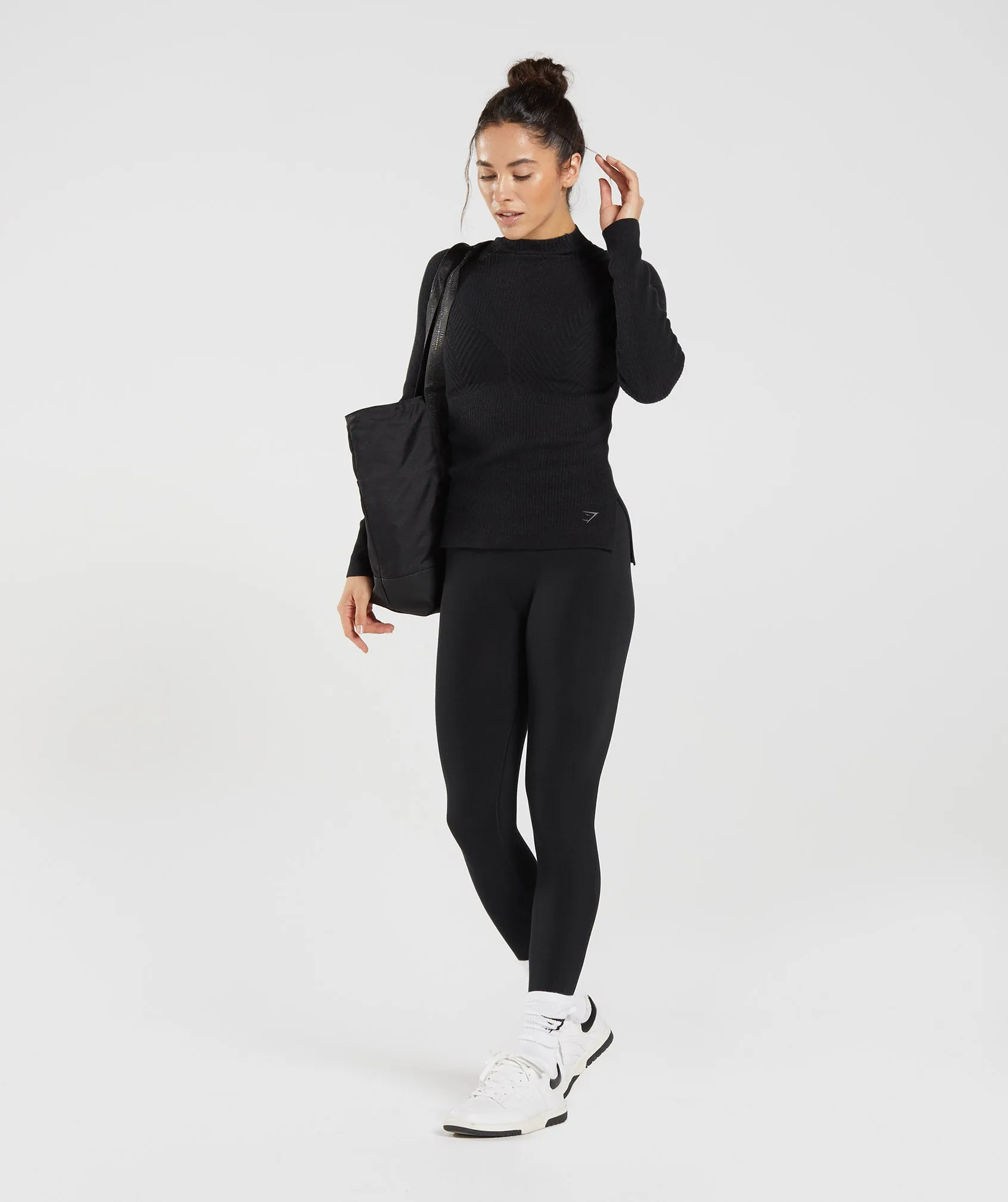 Gymshark Pause Knitwear Long Sleeve Top - Black/Onyx Grey