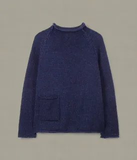 Indigo Cotton Fisherman Sweater, Navy