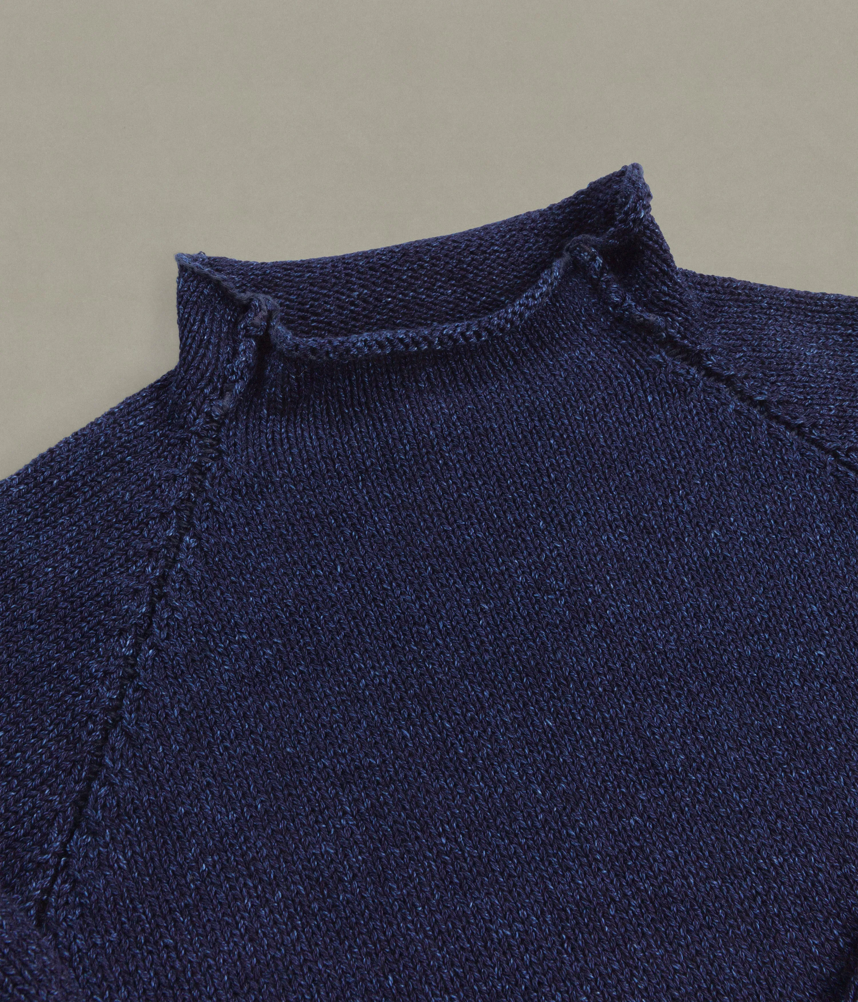 Indigo Cotton Fisherman Sweater, Navy