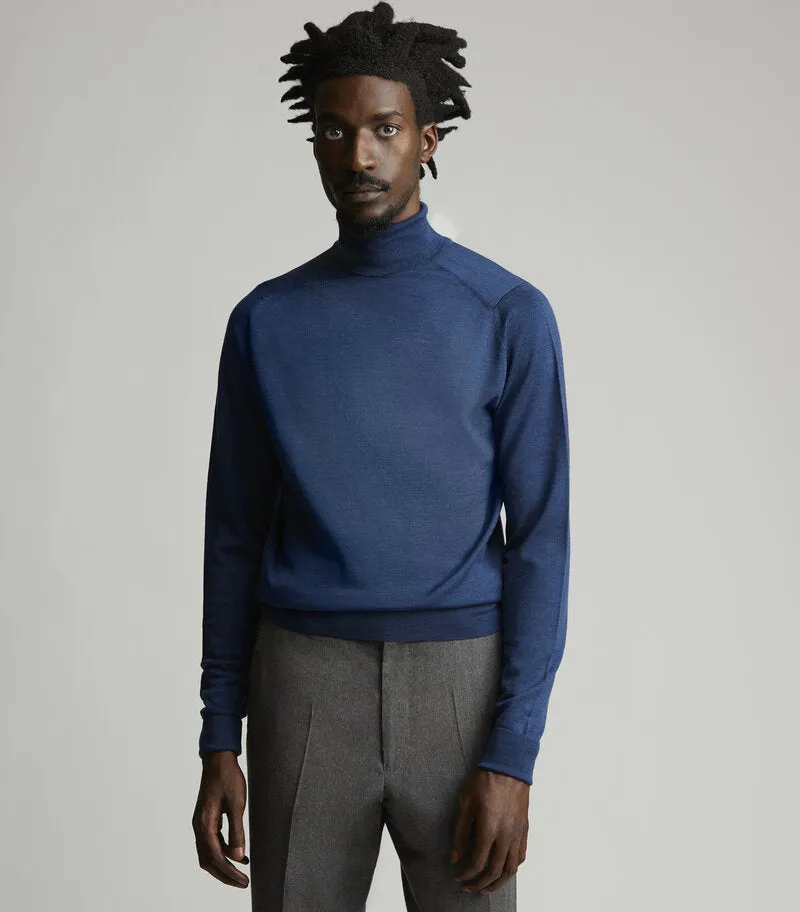 Indigo Merino Wool Rollneck Knitwear