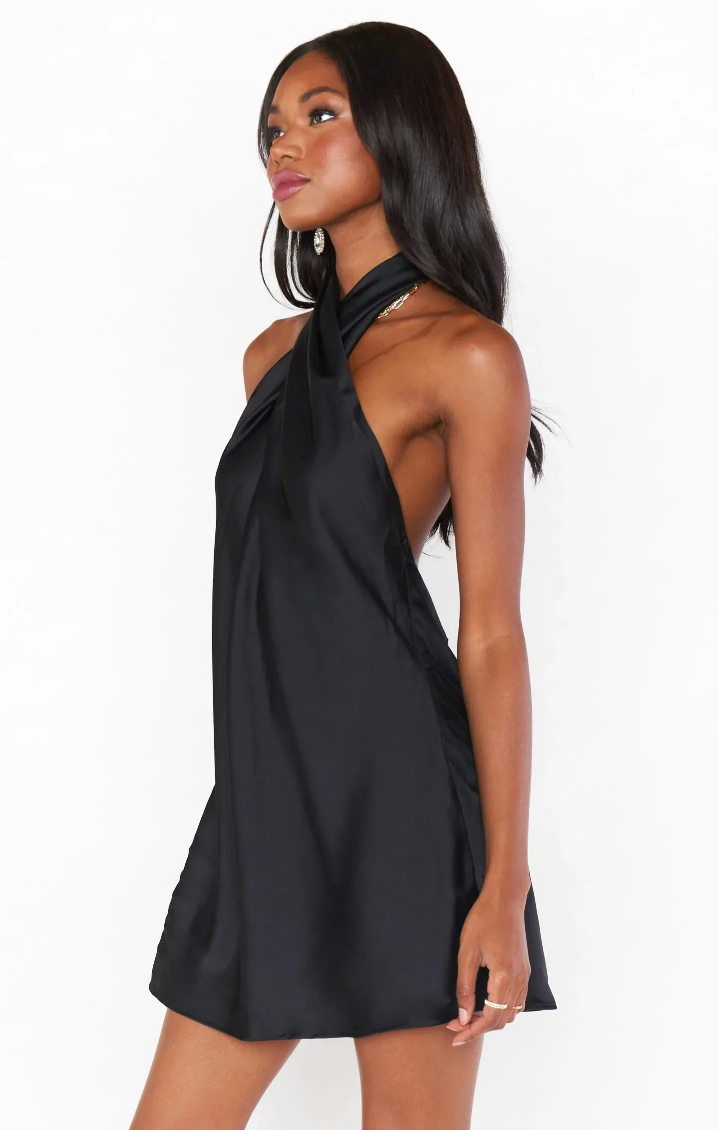 Jasmine Halter Mini Dress- Black