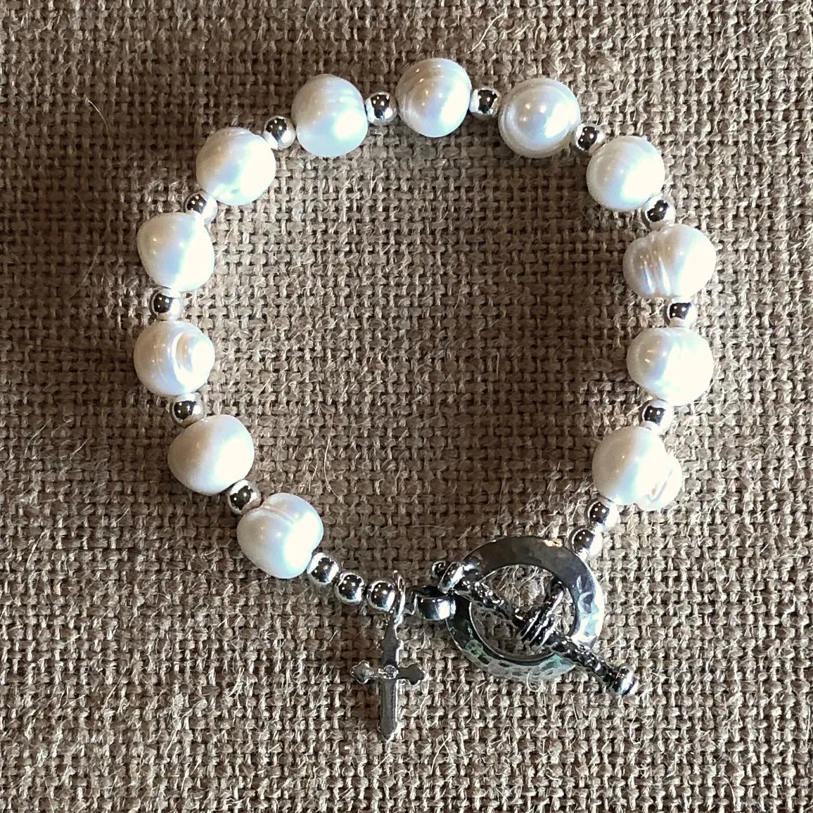 Katrina Pearl Bracelet with Cross