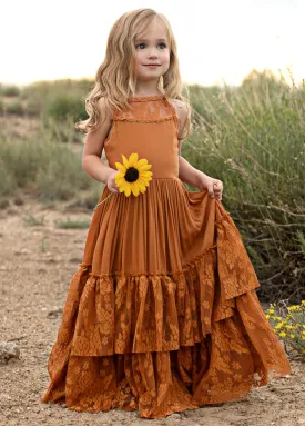 La Boheme - Lace Boho Dress , Flower Girl Dress - Colour, Coffee Spice