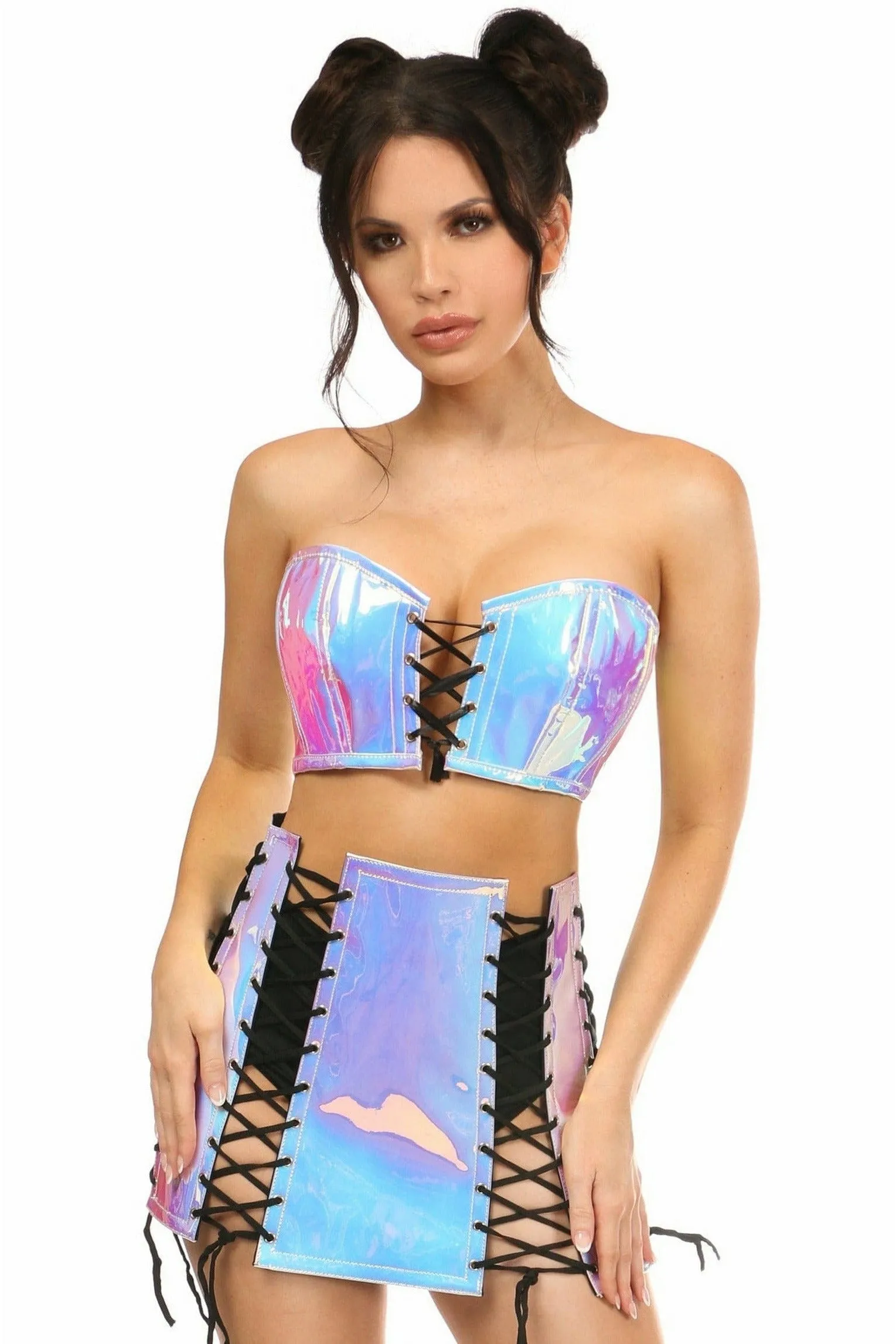 Lavish 2 PC Blue/Purple Holo Bustier & Skirt Set