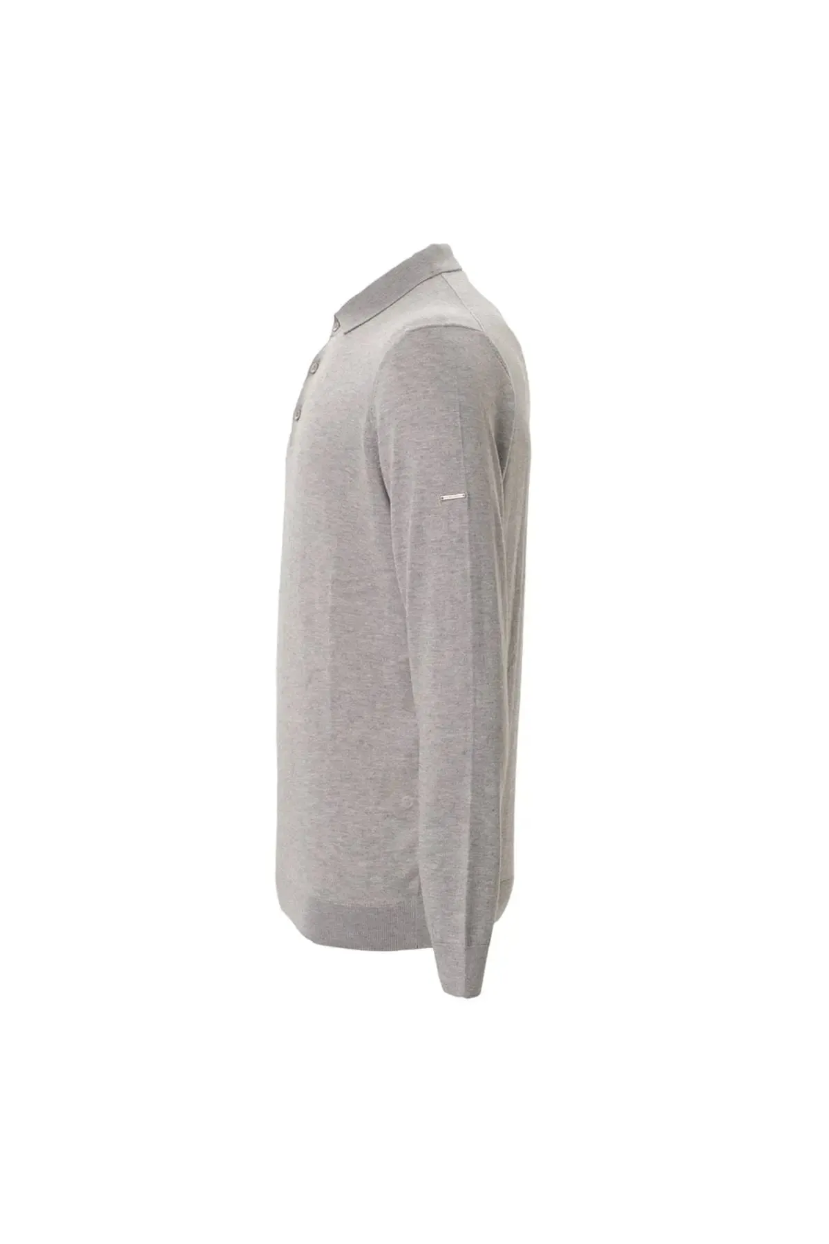 Light Gray Silk and Cashmere Polo Neck Long Sleeve Utku Men's Knitwear