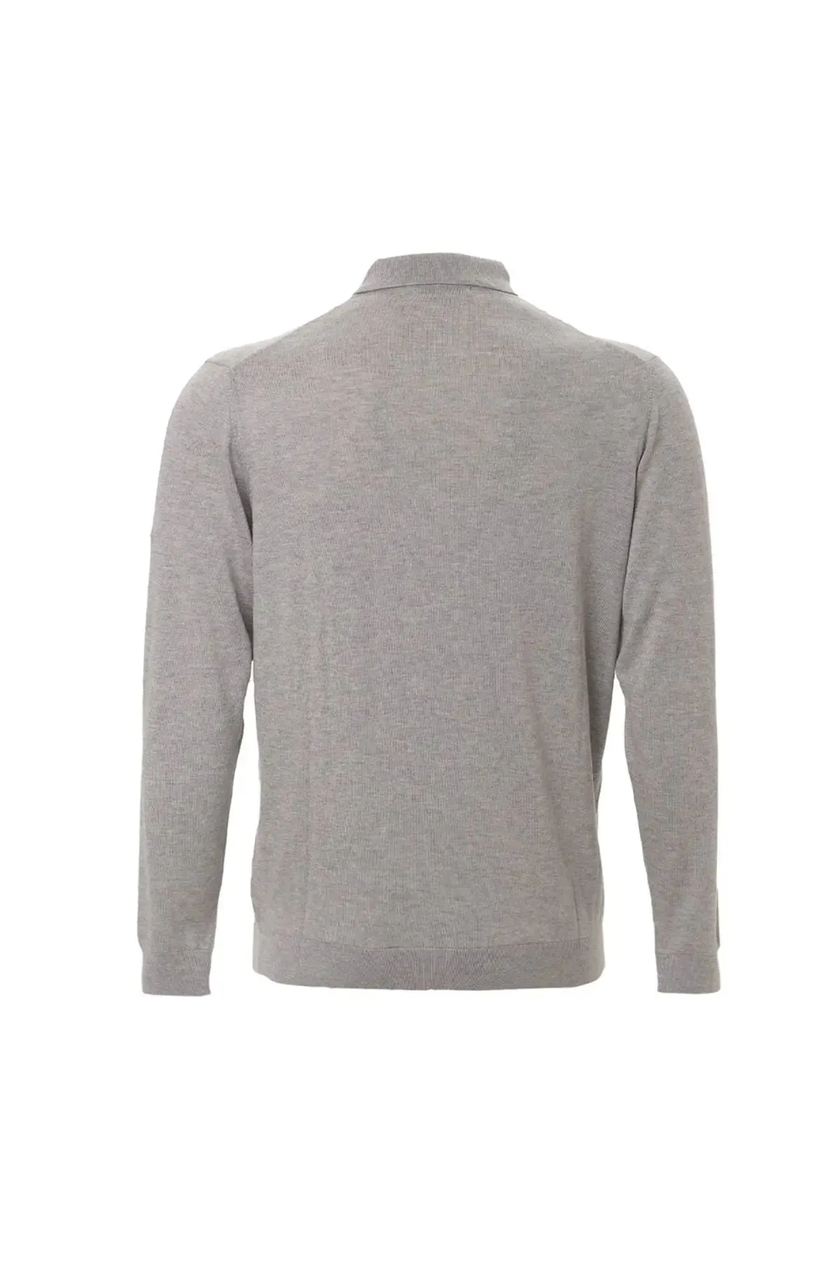 Light Gray Silk and Cashmere Polo Neck Long Sleeve Utku Men's Knitwear