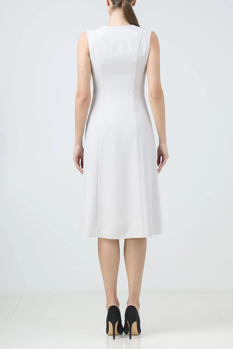 Light grey crepe dress with silk insert