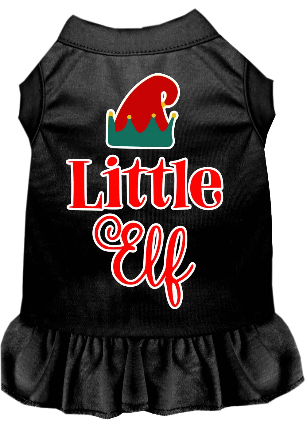 Little Elf Screen Print Dog Dress Black Lg