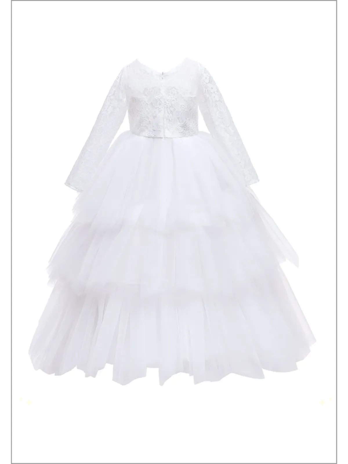 Little Lady Elegance Long-Sleeved Tiered Communion Gown