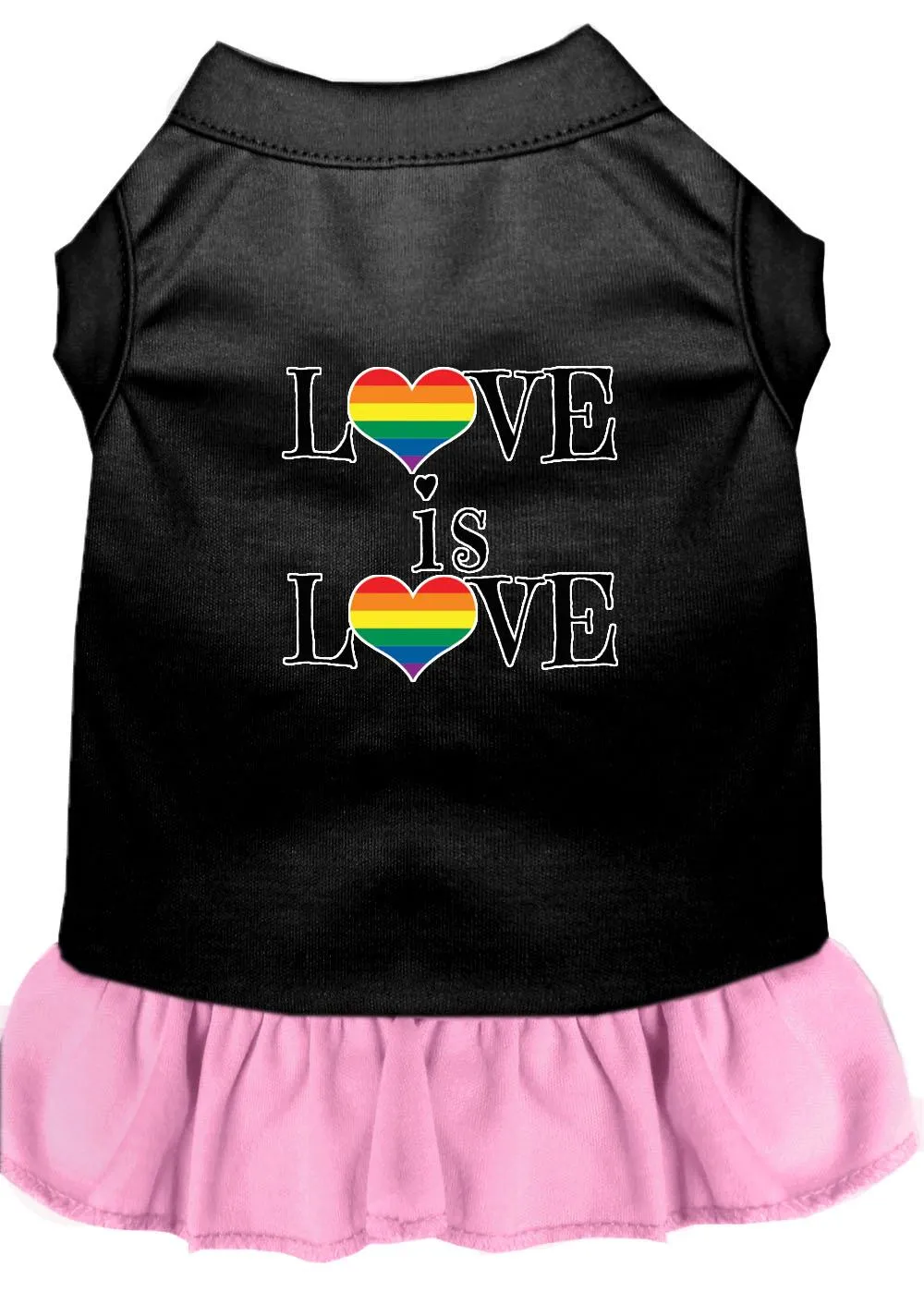 Love Is Love Screen Print Dog Dress Black With Light Pink Xs