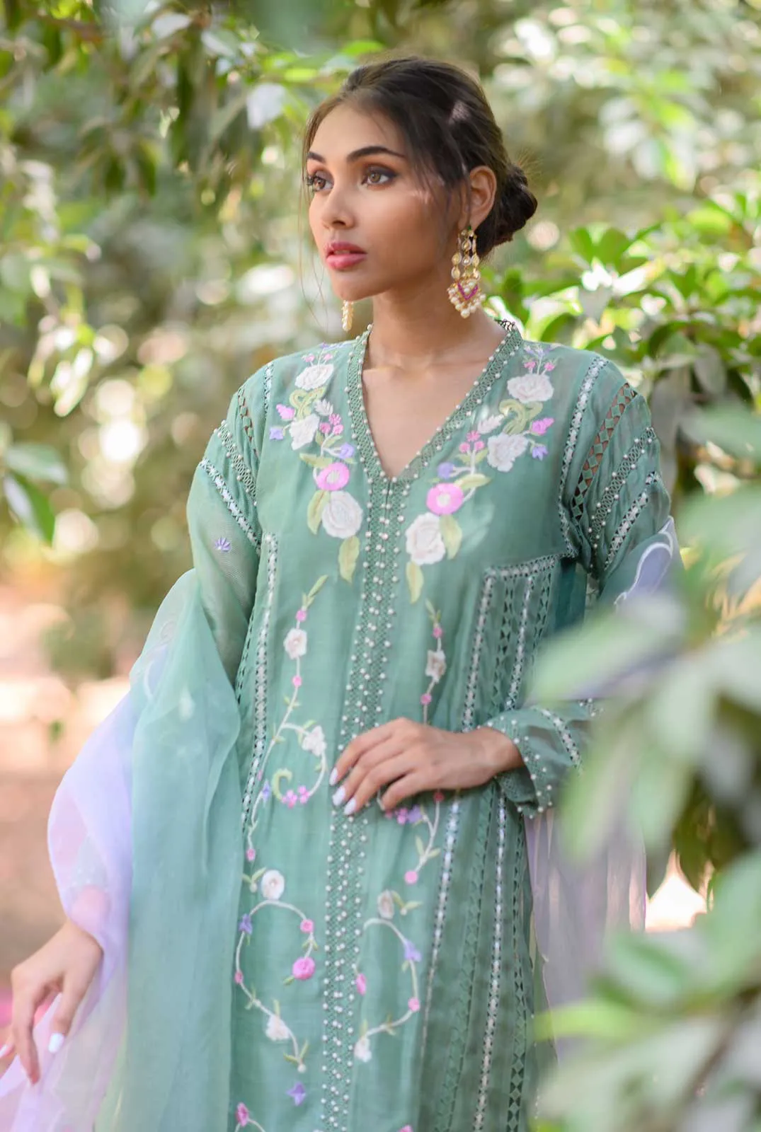 Luxury Pret- Embroidered Silk Karandi Kurta