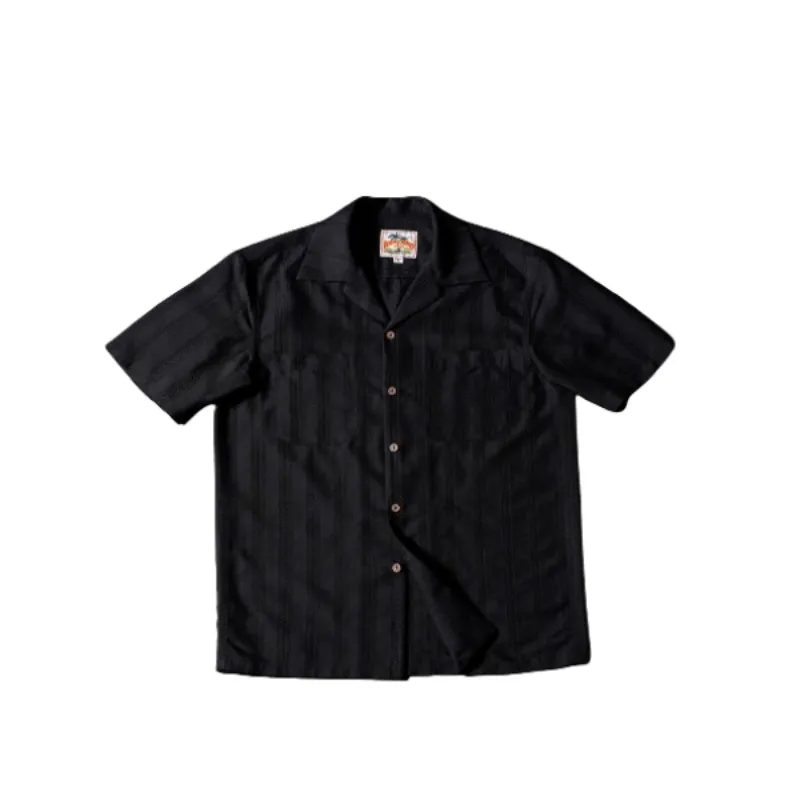 Men's Black Striped Camp Shirt