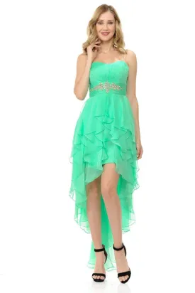 Mint High Low Prom Dress