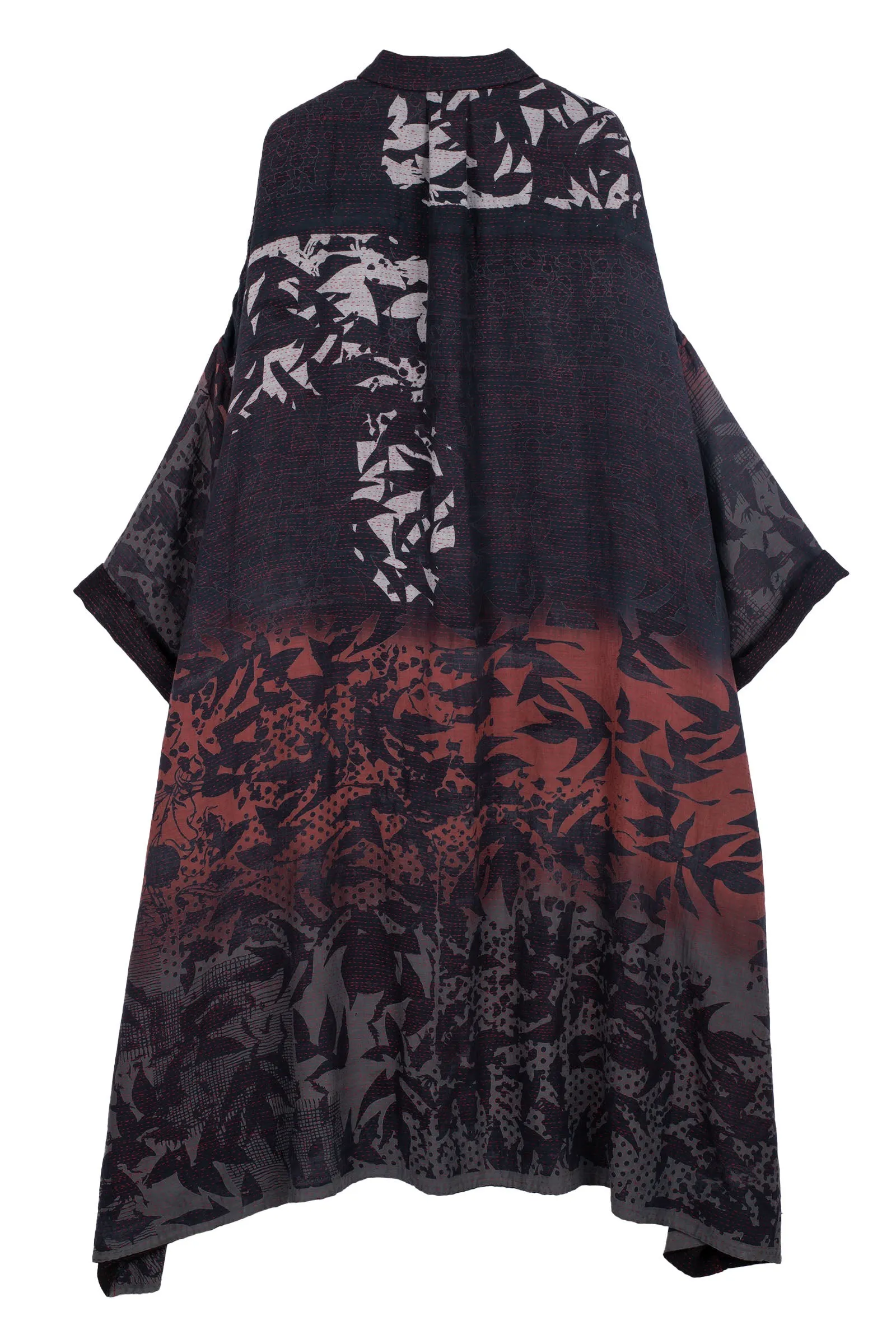 MONOTONE TWILIGHT PRINT KANTHA OVERSIZE DRESS - tp2432-red -