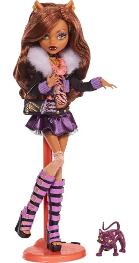 Monster High 10.5 inch Clawdeen Wolf Reproduction Doll Wearing Original Fashion & Shoes, with Pet, Doll Stand & Accessories Gift for Ages 6 