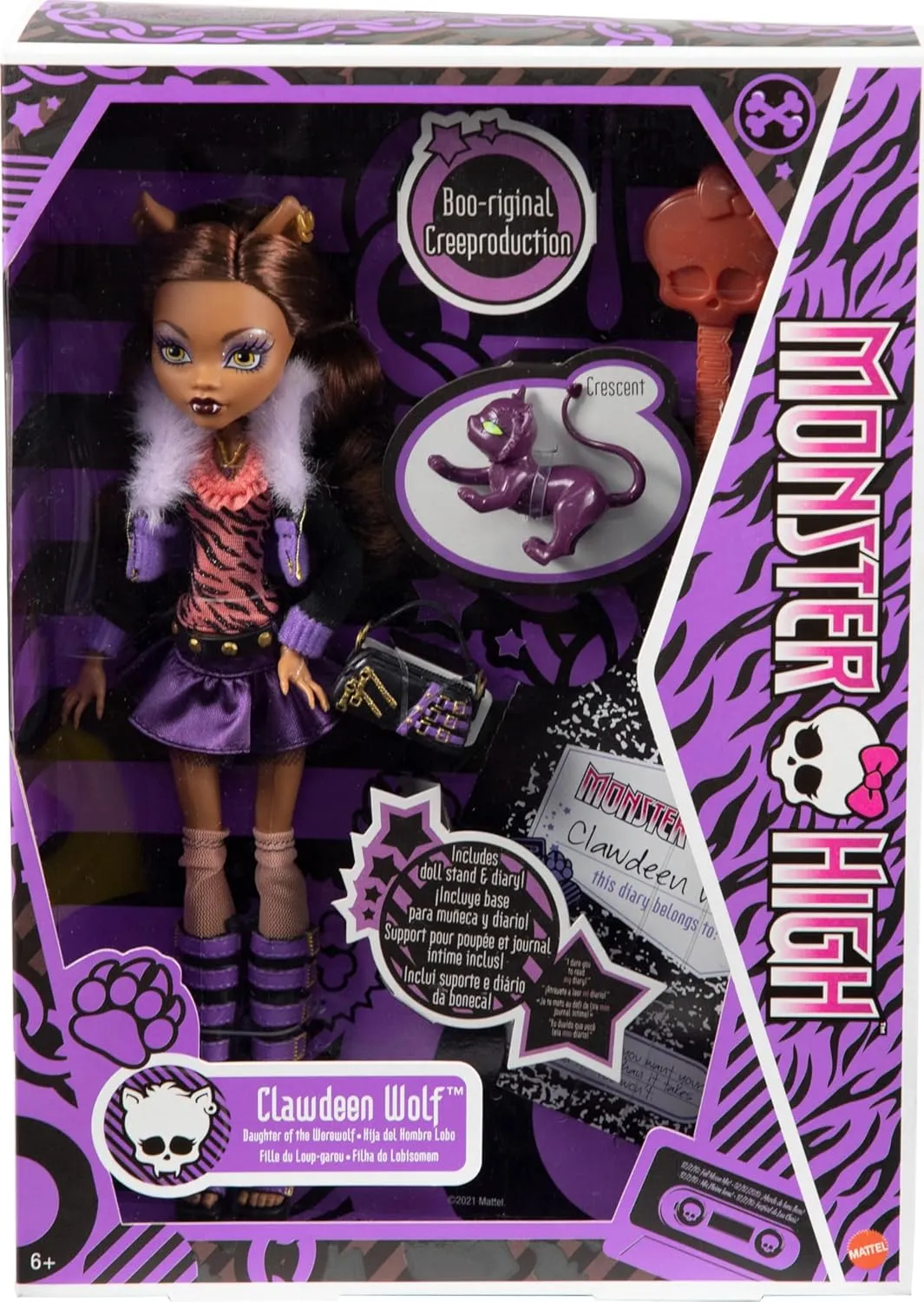 Monster High 10.5 inch Clawdeen Wolf Reproduction Doll Wearing Original Fashion & Shoes, with Pet, Doll Stand & Accessories Gift for Ages 6 