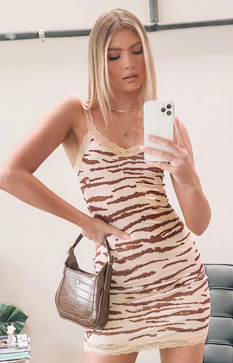 Nalah Animal Print Mini Dress Cream