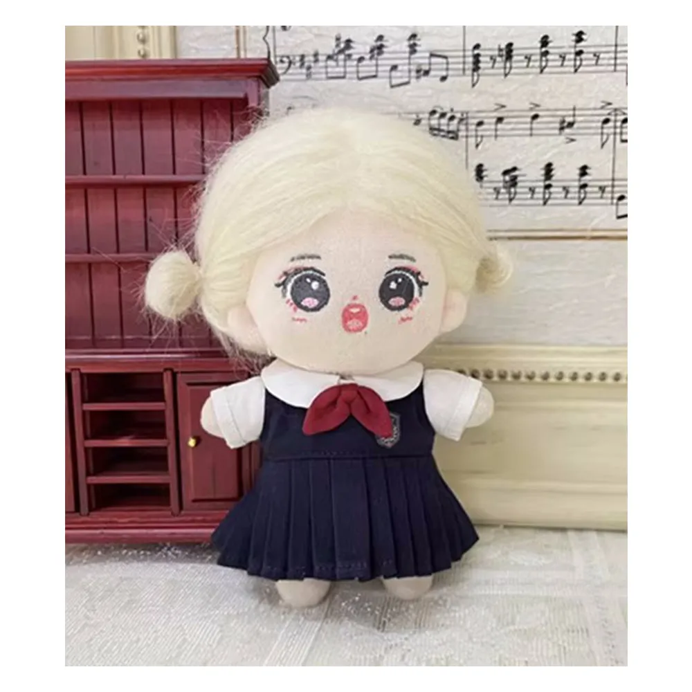 niannyyhouse 10cm Plush Doll Clothes School Uniform Pleated Skirt White Shirt Doll Accessories Dress Up