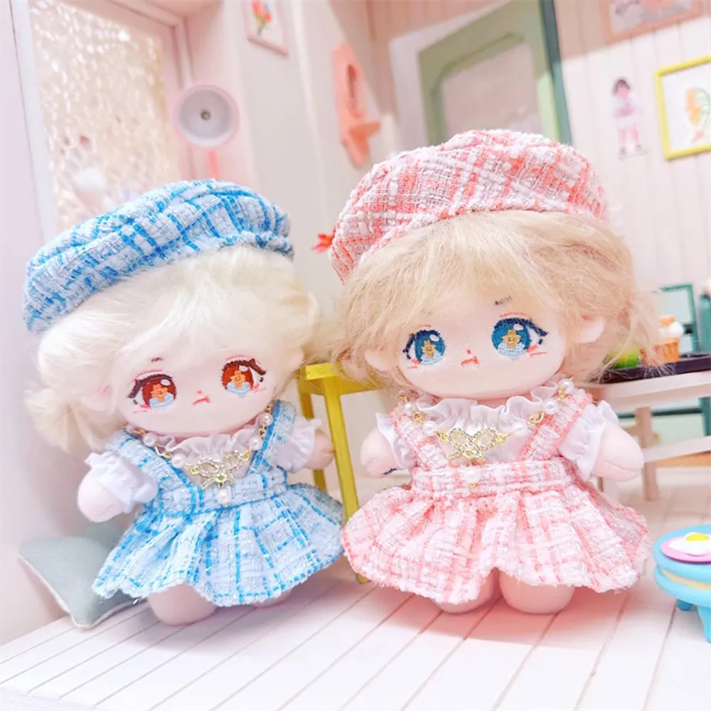 niannyyhouse 10cm~15cm Plush Doll Clothes Berets Suspender Skirt White Shirt Accessories Doll Dress Up