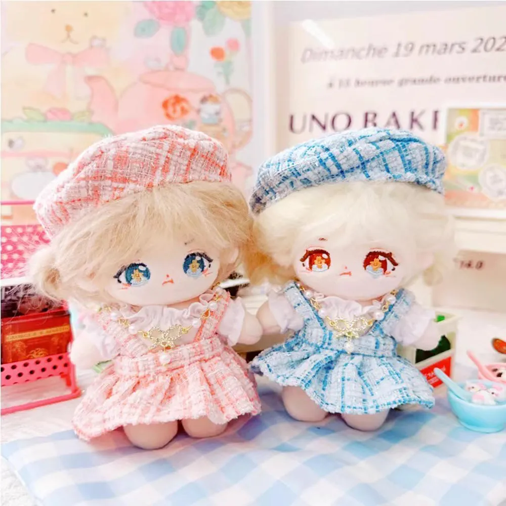 niannyyhouse 10cm~15cm Plush Doll Clothes Berets Suspender Skirt White Shirt Accessories Doll Dress Up