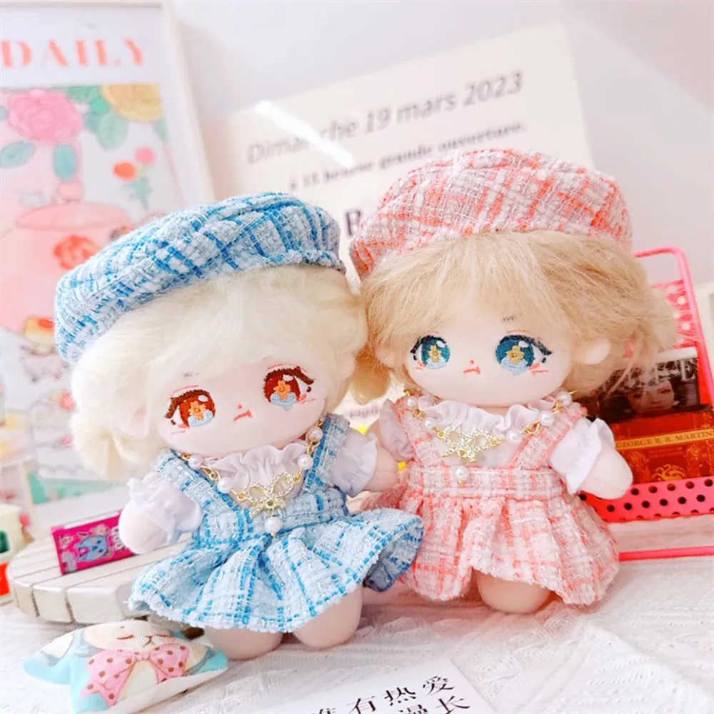 niannyyhouse 10cm~15cm Plush Doll Clothes Berets Suspender Skirt White Shirt Accessories Doll Dress Up