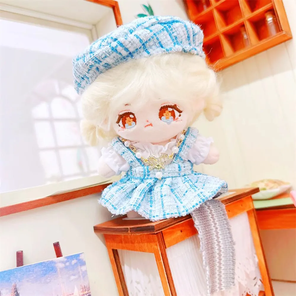 niannyyhouse 10cm~15cm Plush Doll Clothes Berets Suspender Skirt White Shirt Accessories Doll Dress Up