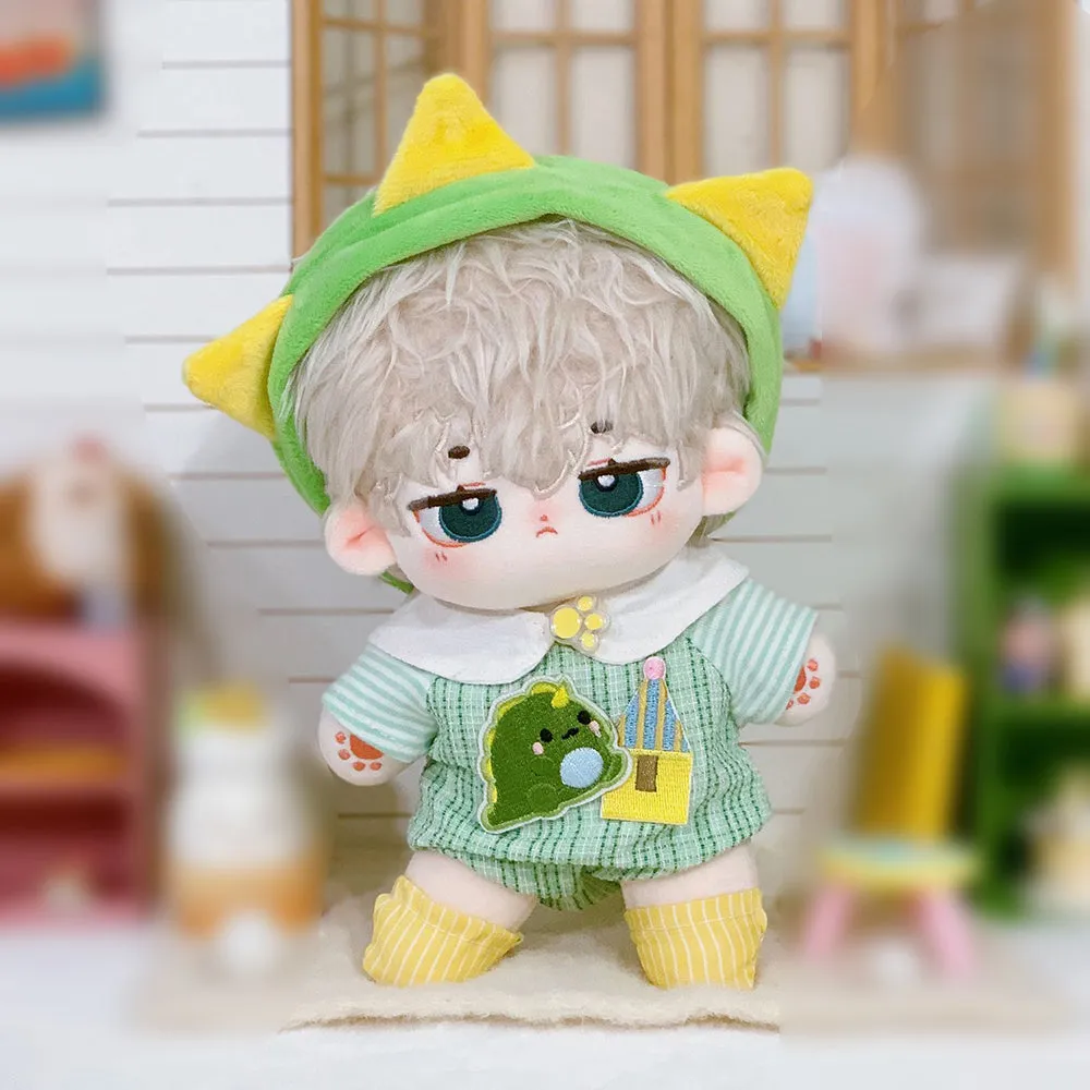 niannyyhouse 20cm Plush Doll Clothes Headwear Jumpsuit Collar Socks Dinosaur Outfit 8in Doll Dressup Gift