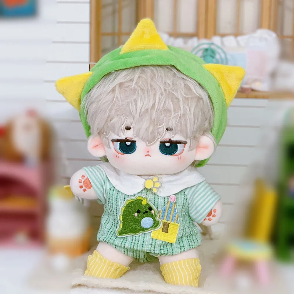 niannyyhouse 20cm Plush Doll Clothes Headwear Jumpsuit Collar Socks Dinosaur Outfit 8in Doll Dressup Gift