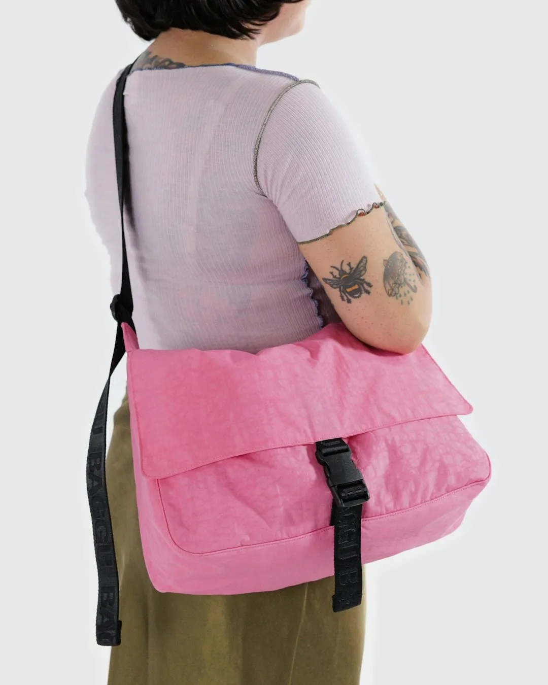 Nylon Messenger Bag - Azalea Pink