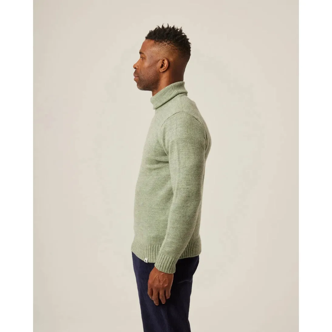 Peregrine Makers Stitch Polo Neck Jumper Mint Made in England WJ71038