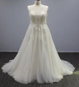 Plus Size Cut Tulle A Line Lace Bridal Wedding Gown