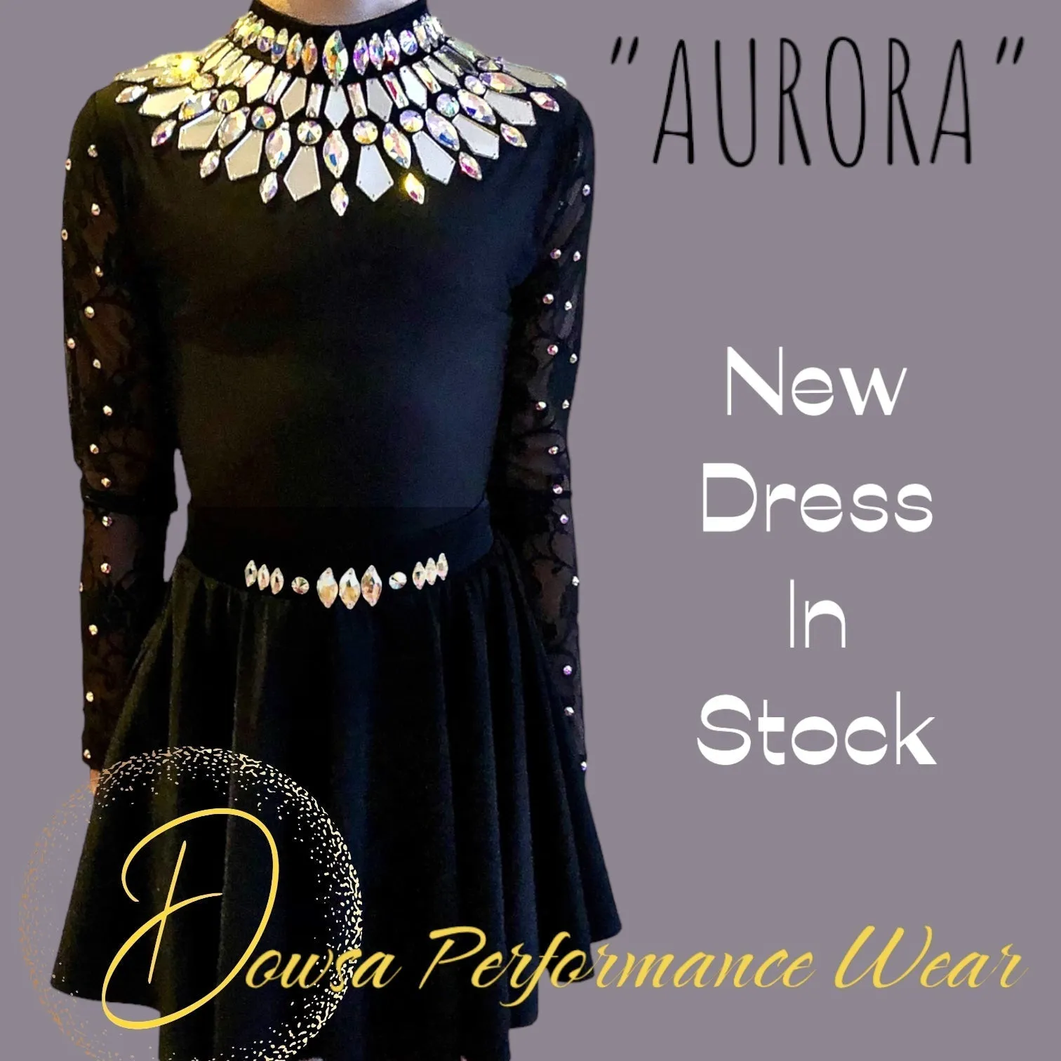 "AURORA" Lace Sleeve Leotard Costume Set /Irish Dance Dress